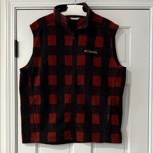 Columbia Red and Black Plaid Vest